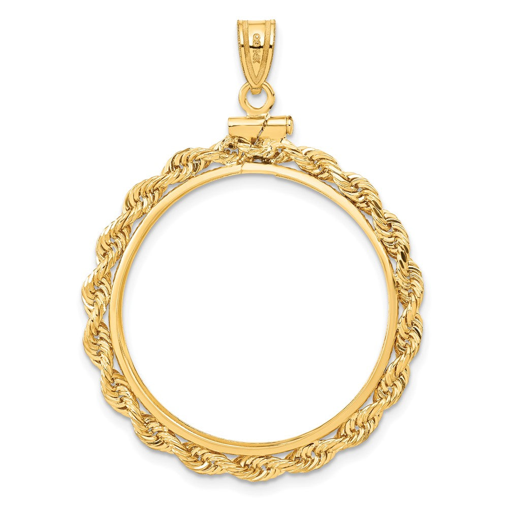 FJC Finejewelers 14 kt Yellow Gold Rope 27.0mm x 2.35mm Screw Top Coin Bezel Pendant