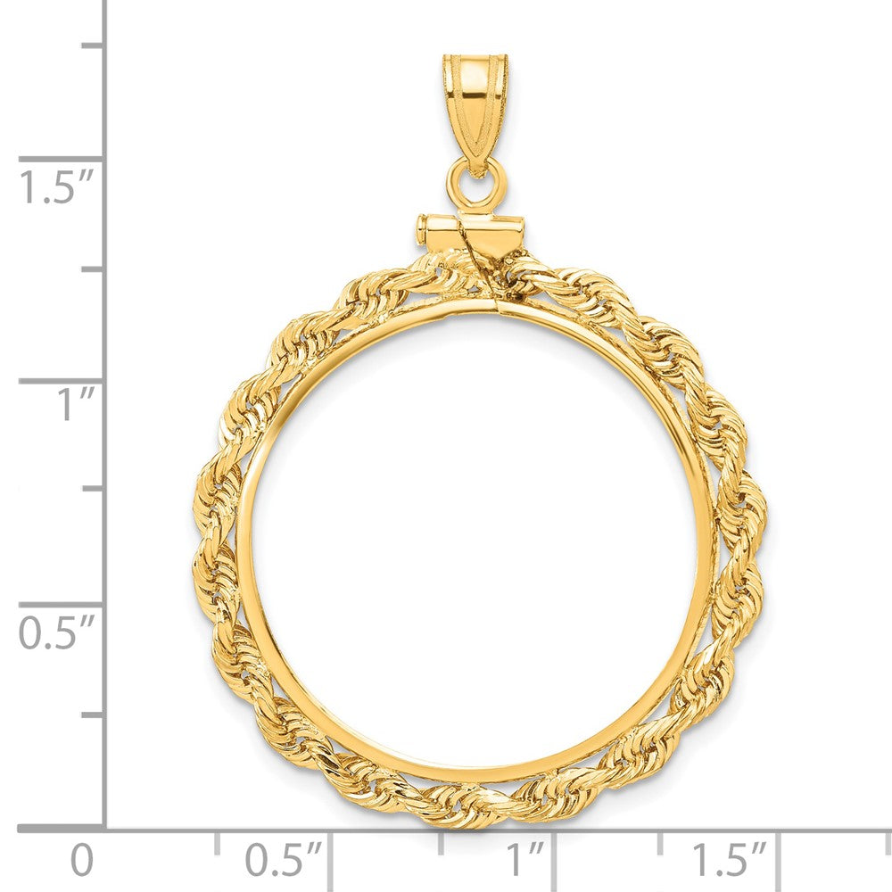 FJC Finejewelers 14 kt Yellow Gold Rope 27.0mm x 2.35mm Screw Top Coin Bezel Pendant
