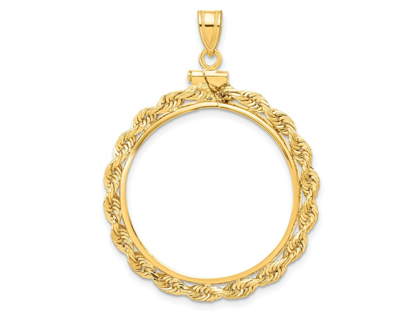 FJC Finejewelers 14 kt Yellow Gold Rope 27.0mm x 2.35mm Screw Top Coin Bezel Pendant
