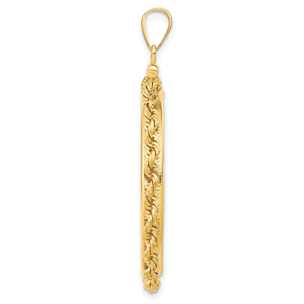 FJC Finejewelers 14 kt Yellow Gold Rope 30.0mm x 3.00mm Screw Top Coin Bezel Pendant