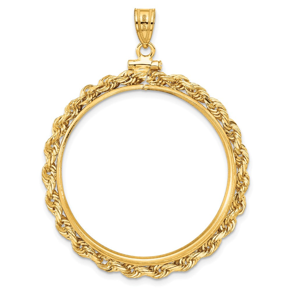 FJC Finejewelers 14 kt Yellow Gold Rope 32.0mm x 2.85mm Screw Top Coin Bezel Pendant