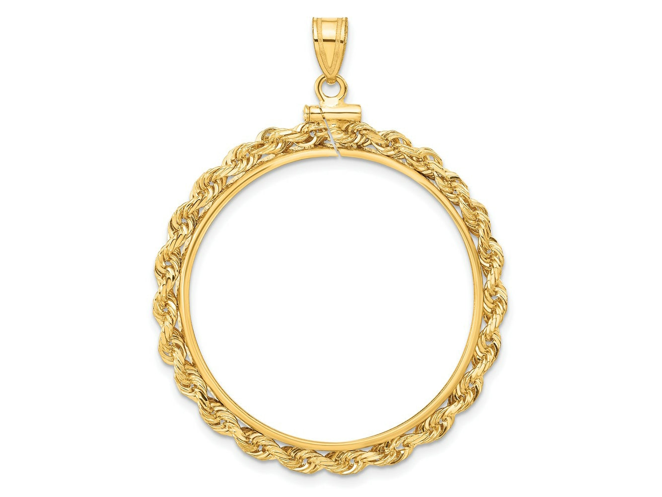 FJC Finejewelers 14 kt Yellow Gold Rope 32.0mm x 2.85mm Screw Top Coin Bezel Pendant