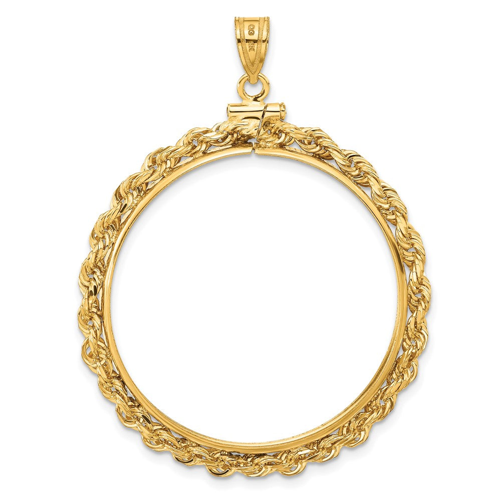 FJC Finejewelers 14 kt Yellow Gold Rope 32.7mm x 3.00mm Screw Top Coin Bezel Pendant