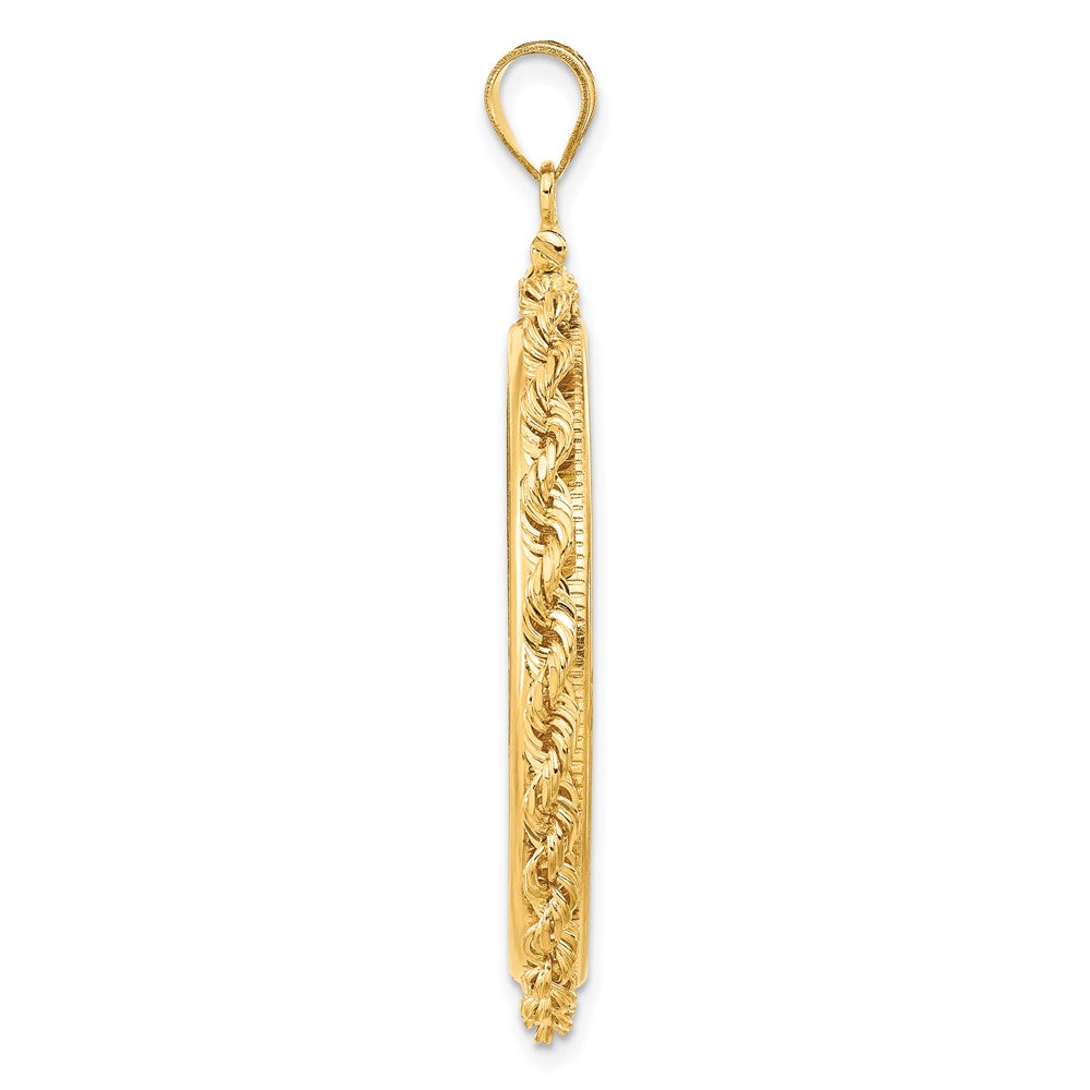 FJC Finejewelers 14 kt Yellow Gold Rope 32.7mm x 3.00mm Screw Top Coin Bezel Pendant