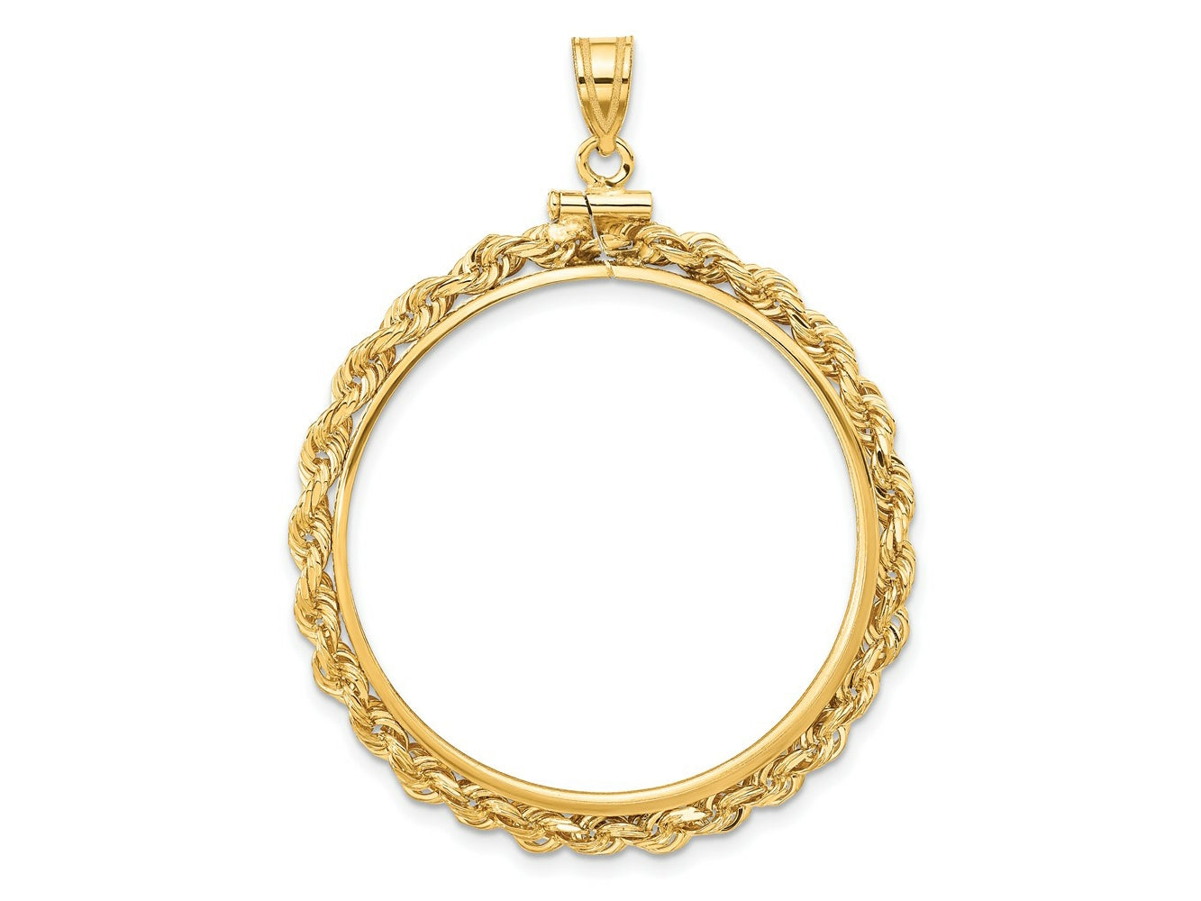 FJC Finejewelers 14 kt Yellow Gold Rope 32.7mm x 3.00mm Screw Top Coin Bezel Pendant