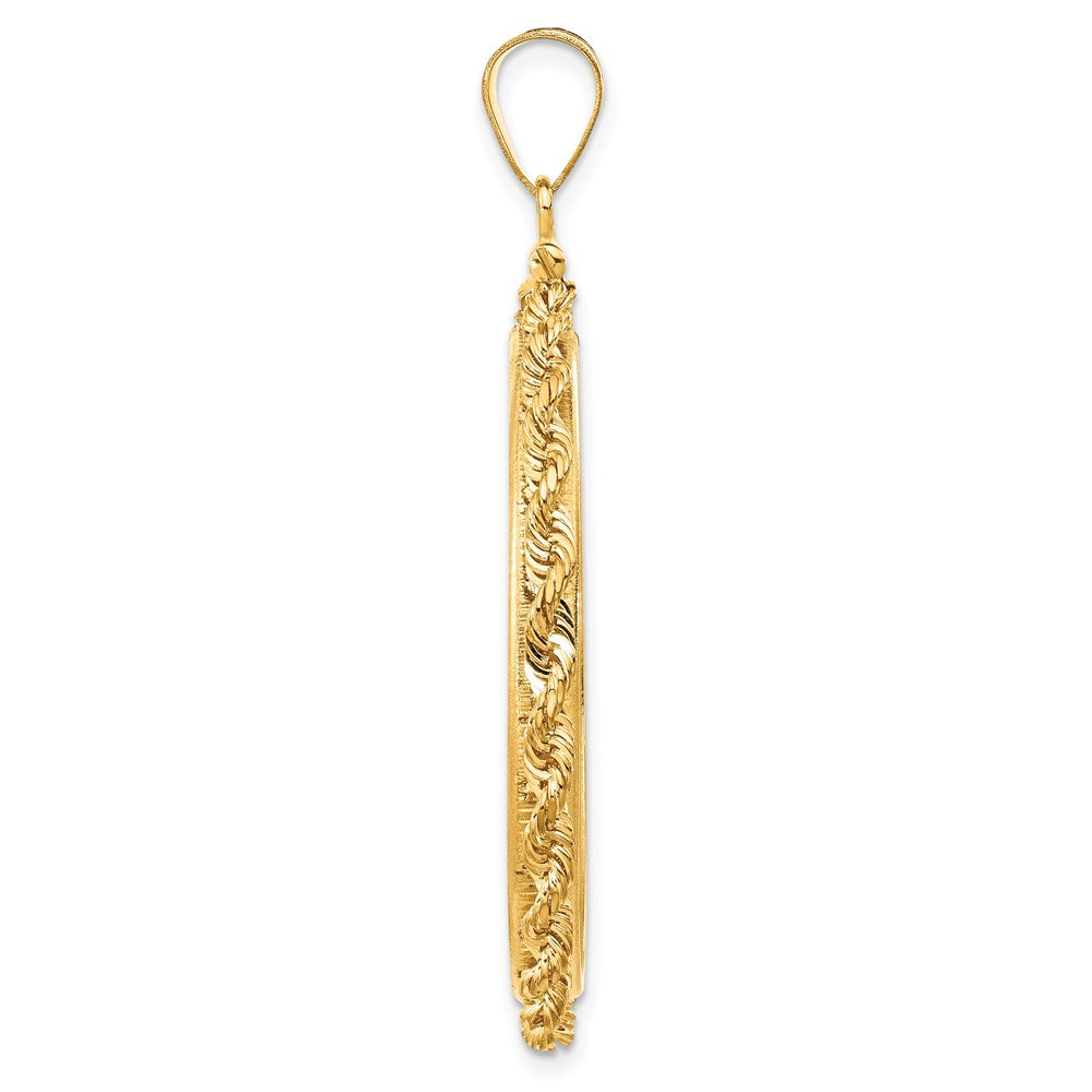 FJC Finejewelers 14 kt Yellow Gold Rope 34.2mm x 2.85mm Screw Top Coin Bezel Pendant