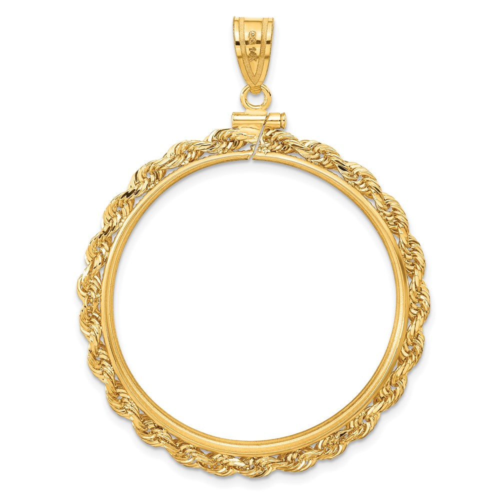 FJC Finejewelers 14 kt Yellow Gold Rope 34.2mm x 2.85mm Screw Top Coin Bezel Pendant