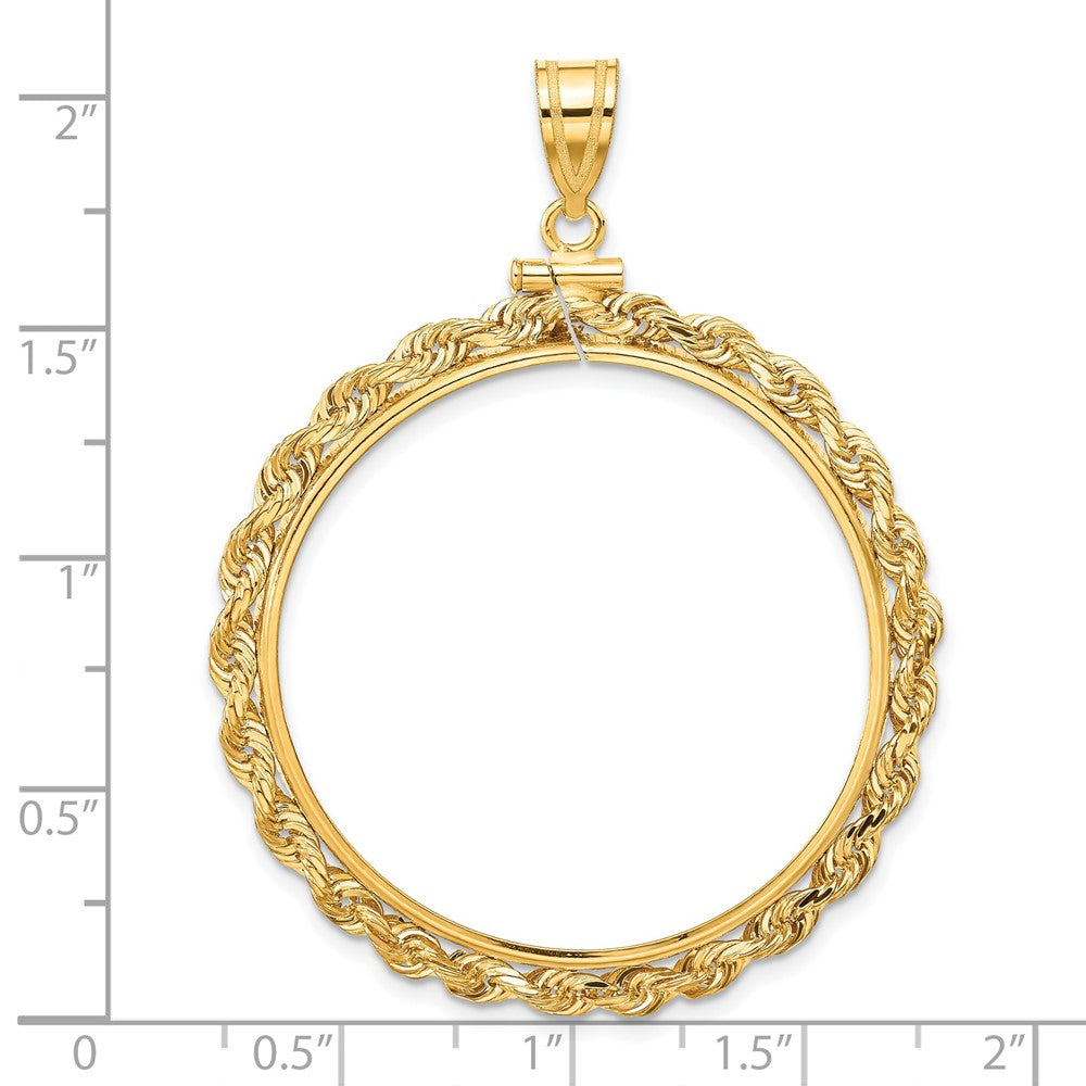 FJC Finejewelers 14 kt Yellow Gold Rope 34.2mm x 2.85mm Screw Top Coin Bezel Pendant