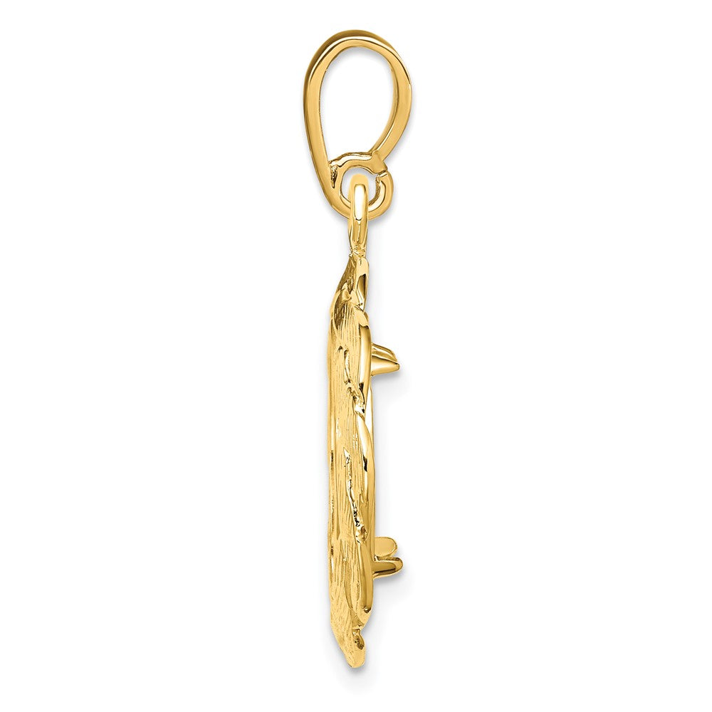 FJC Finejewelers 14 kt Yellow Gold and Textured Braided 13.0mm Prong Coin Bezel Pendant