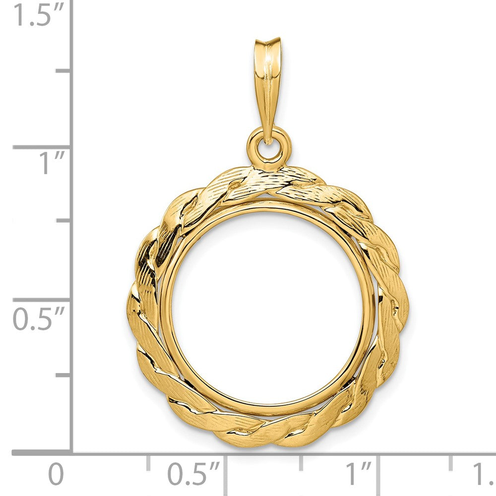 FJC Finejewelers 14 kt Yellow Gold and Textured Braided 17.8mm Prong Coin Bezel Pendant