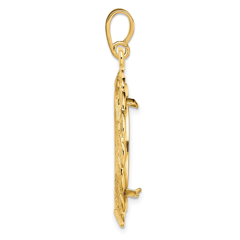 FJC Finejewelers 14 kt Yellow Gold and Textured Braided 21.6mm Prong Coin Bezel Pendant