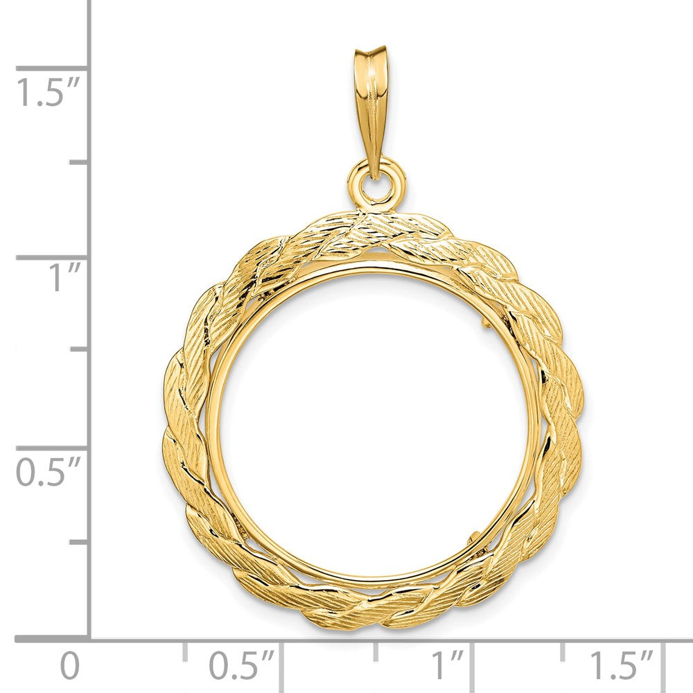 FJC Finejewelers 14 kt Yellow Gold and Textured Braided 21.6mm Prong Coin Bezel Pendant