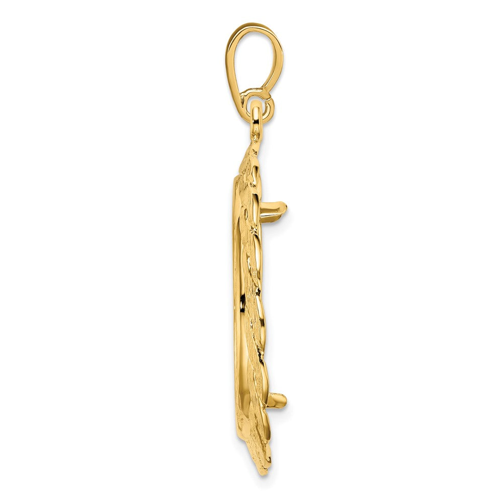 FJC Finejewelers 14 kt Yellow Gold and Textured Braided 22.0mm Prong Coin Bezel Pendant