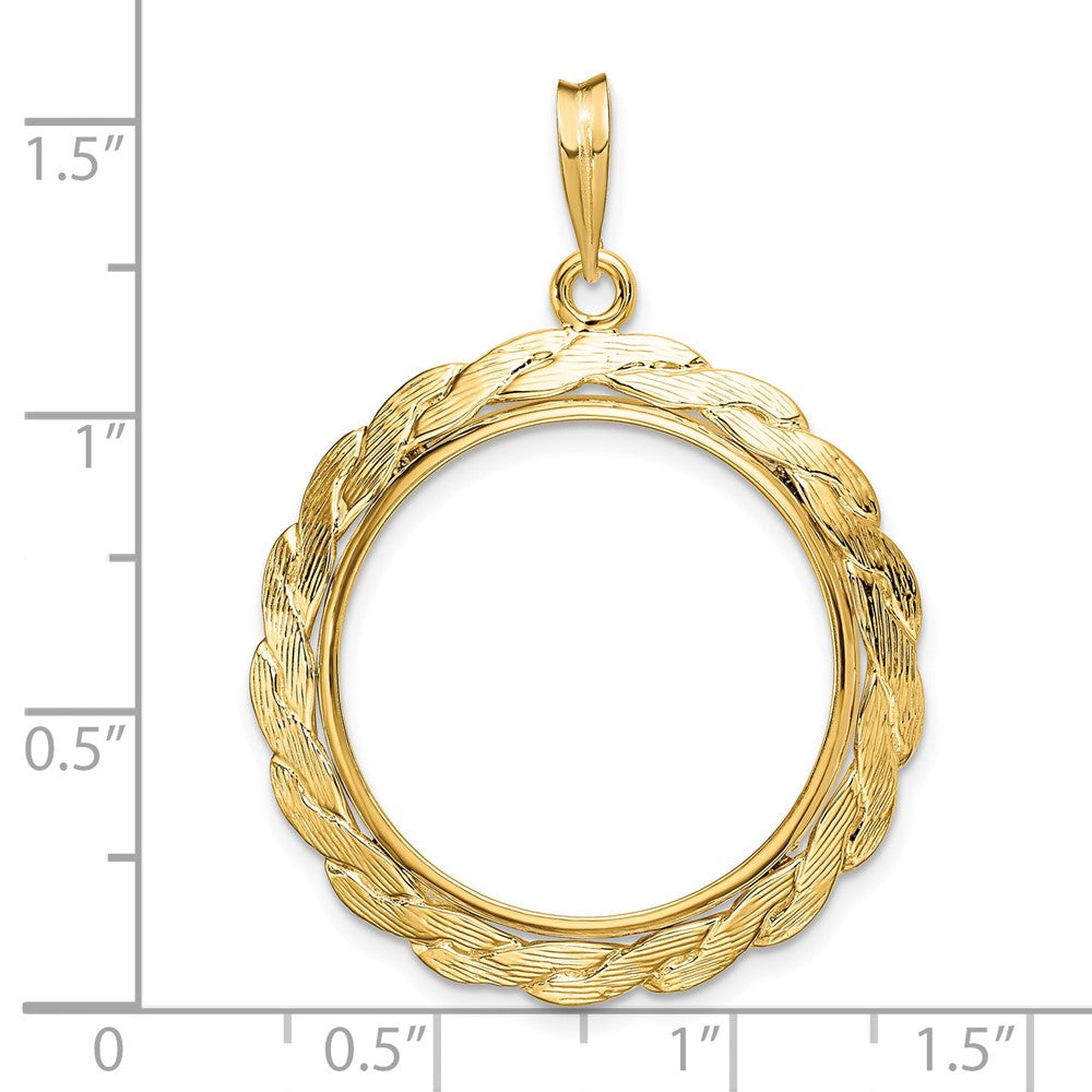 FJC Finejewelers 14 kt Yellow Gold and Textured Braided 22.0mm Prong Coin Bezel Pendant