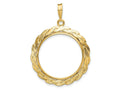 FJC Finejewelers 14 kt Yellow Gold and Textured Braided 22.0mm Prong Coin Bezel Pendant