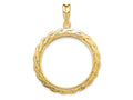 FJC Finejewelers 14 kt Yellow Gold and Textured Braided 27.0mm Prong Coin Bezel Pendant