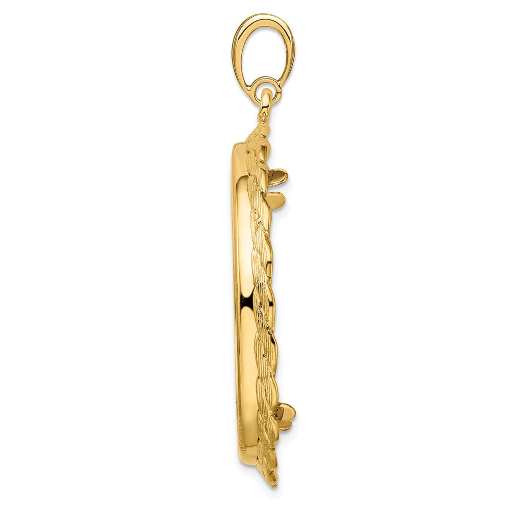 FJC Finejewelers 14 kt Yellow Gold and Textured Braided 32.7mm Prong Coin Bezel Pendant
