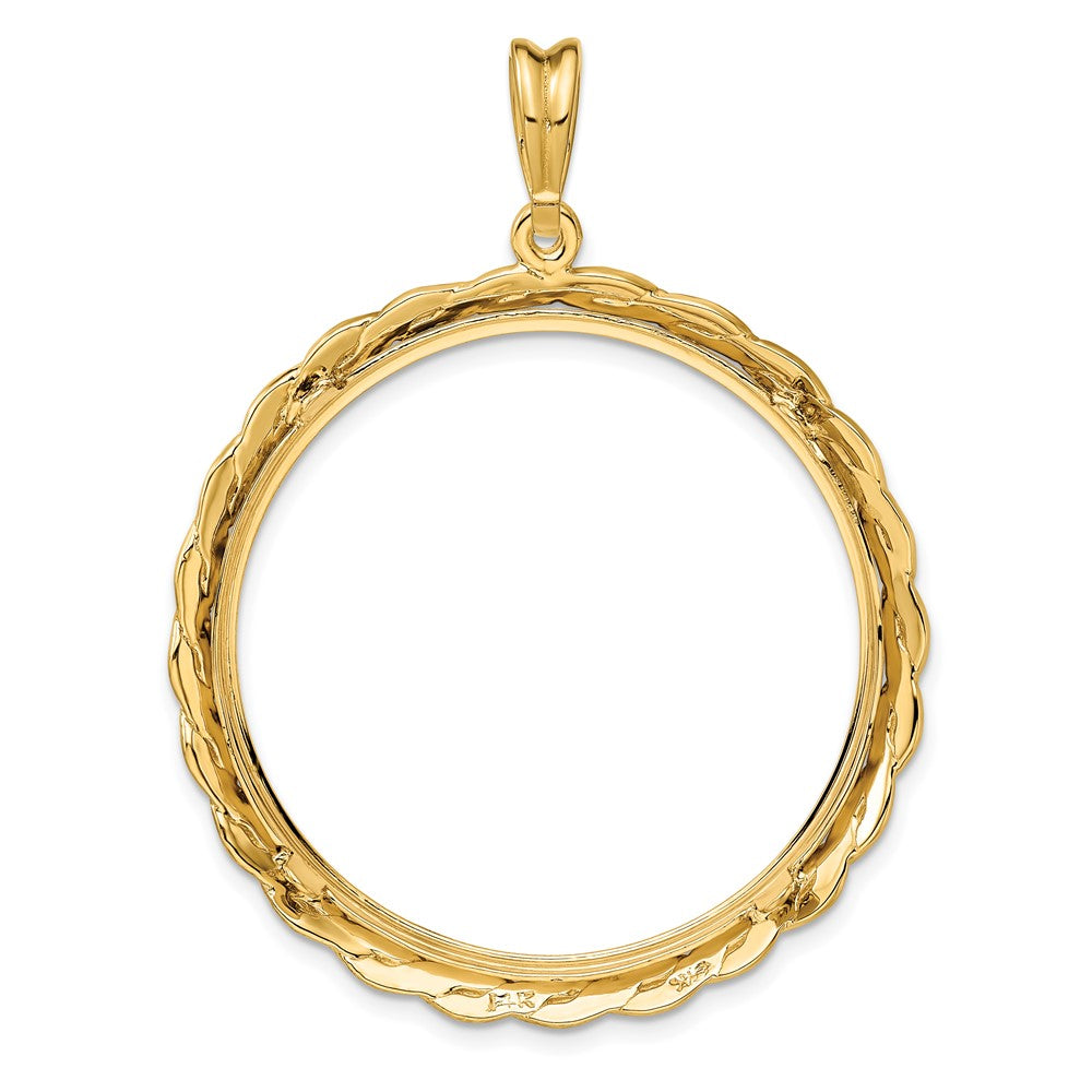 FJC Finejewelers 14 kt Yellow Gold and Textured Braided 32.7mm Prong Coin Bezel Pendant