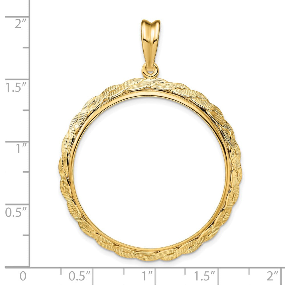 FJC Finejewelers 14 kt Yellow Gold and Textured Braided 32.7mm Prong Coin Bezel Pendant