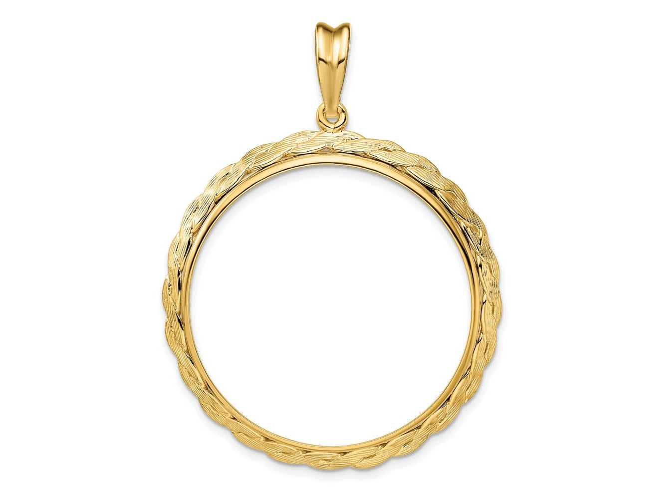 FJC Finejewelers 14 kt Yellow Gold and Textured Braided 32.7mm Prong Coin Bezel Pendant