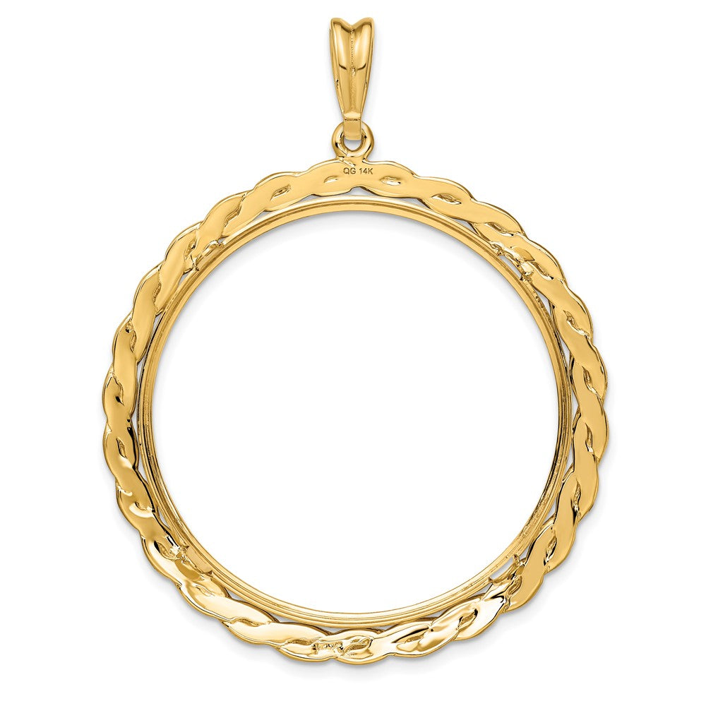 FJC Finejewelers 14 kt Yellow Gold and Textured Braided 34.2mm Prong Coin Bezel Pendant