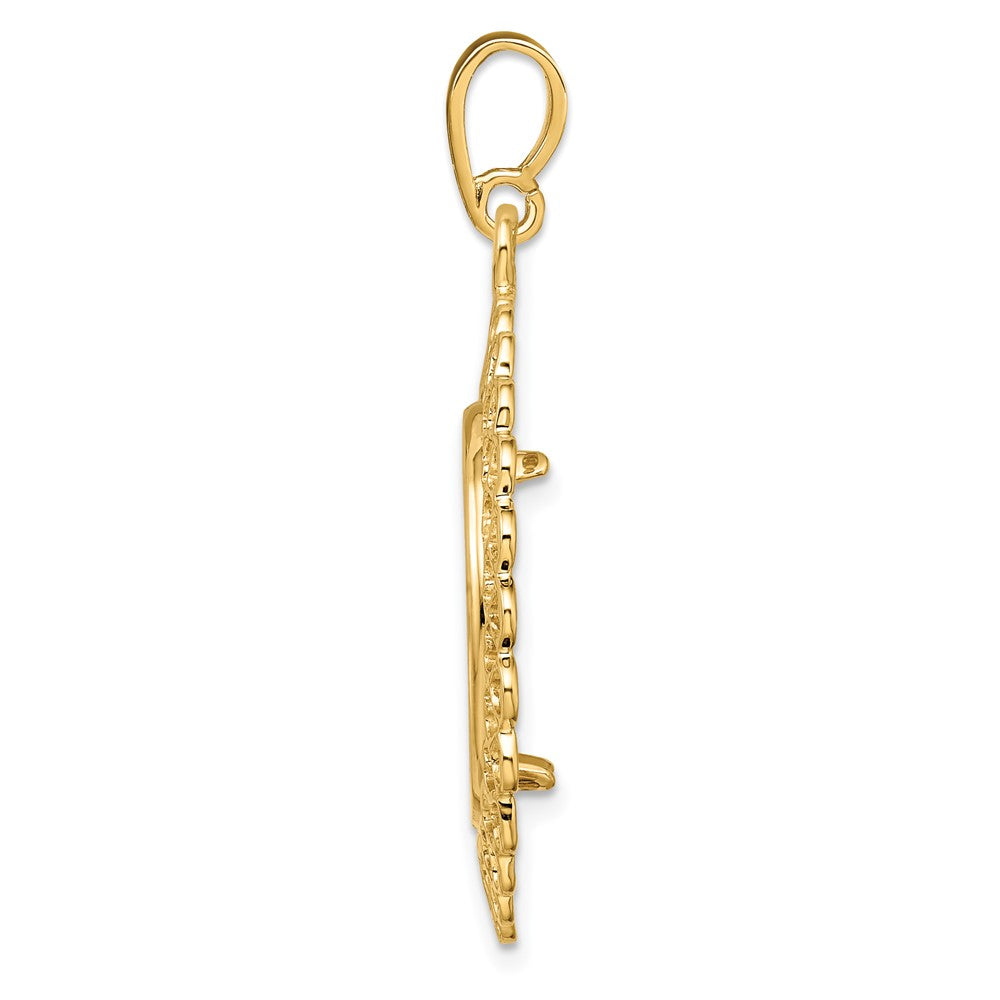 FJC Finejewelers 14 kt Yellow Gold Polished Heart Filigree 17.8mm Prong Coin Bezel Pendant