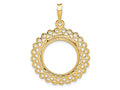 FJC Finejewelers 14 kt Yellow Gold Polished Heart Filigree 17.8mm Prong Coin Bezel Pendant
