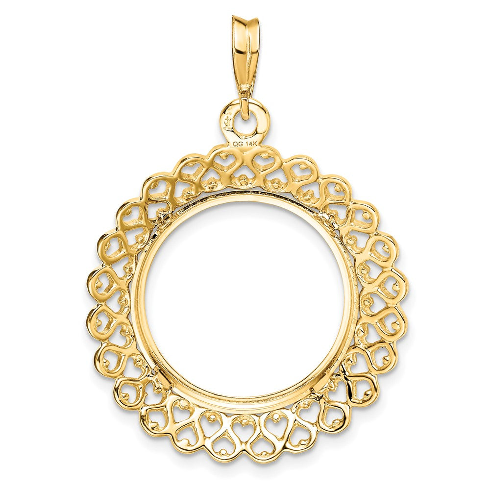 FJC Finejewelers 14 kt Yellow Gold Polished Heart Filigree 18.0mm Prong Coin Bezel Pendant