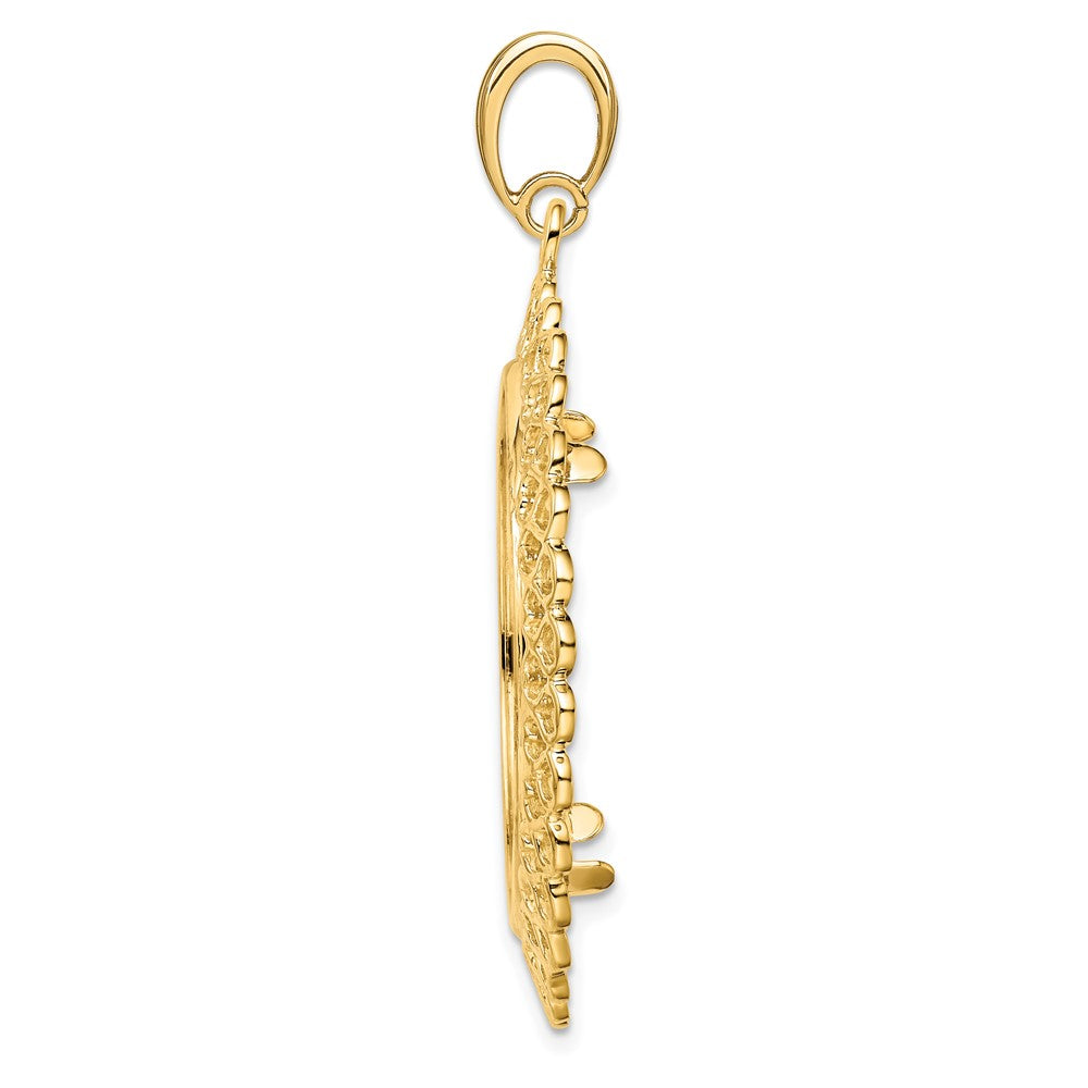 FJC Finejewelers 14 kt Yellow Gold Polished Heart Filigree 27.0mm Prong Coin Bezel Pendant