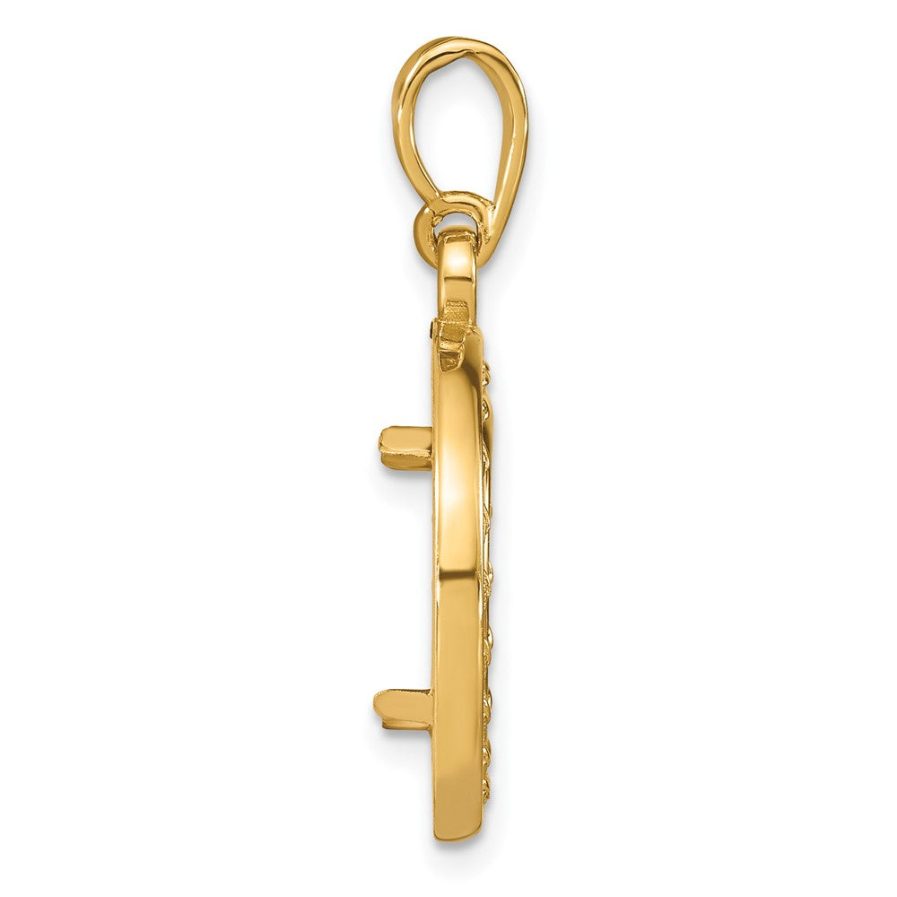 FJC Finejewelers 14 kt Yellow Gold Casted Rope with Bright Edge 13.0mm Prong Coin Bezel Pendant