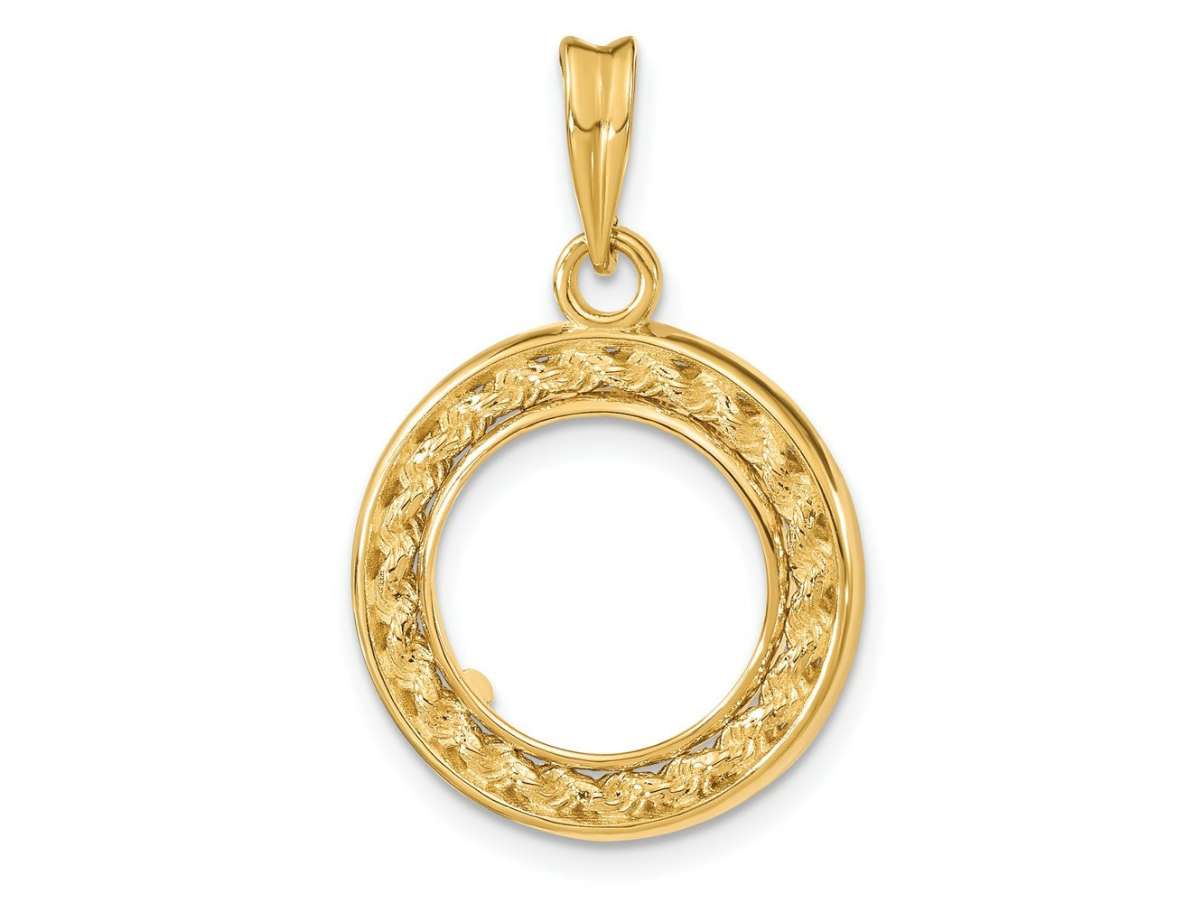 FJC Finejewelers 14 kt Yellow Gold Casted Rope with Bright Edge 13.0mm Prong Coin Bezel Pendant