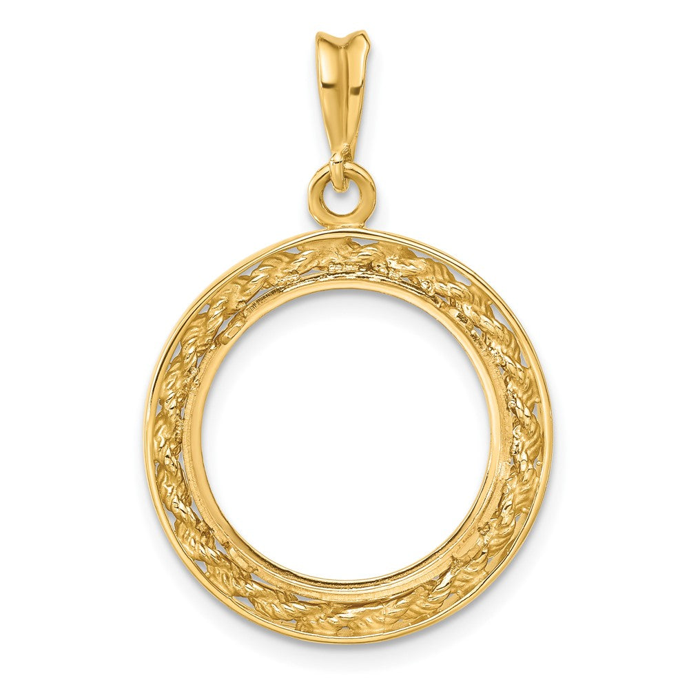 FJC Finejewelers 14 kt Yellow Gold Casted Rope with Bright Edge 16.5mm Prong Coin Bezel Pendant