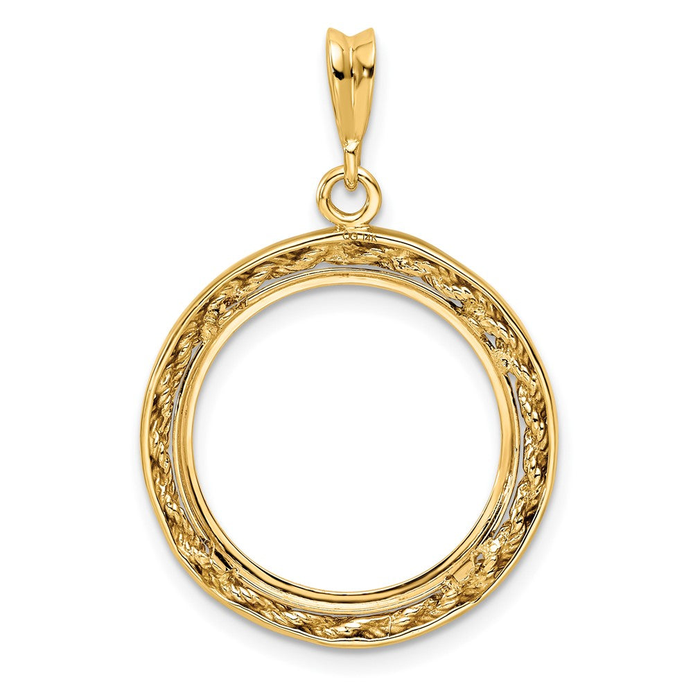 FJC Finejewelers 14 kt Yellow Gold Casted Rope with Bright Edge 17.8mm Prong Coin Bezel Pendant