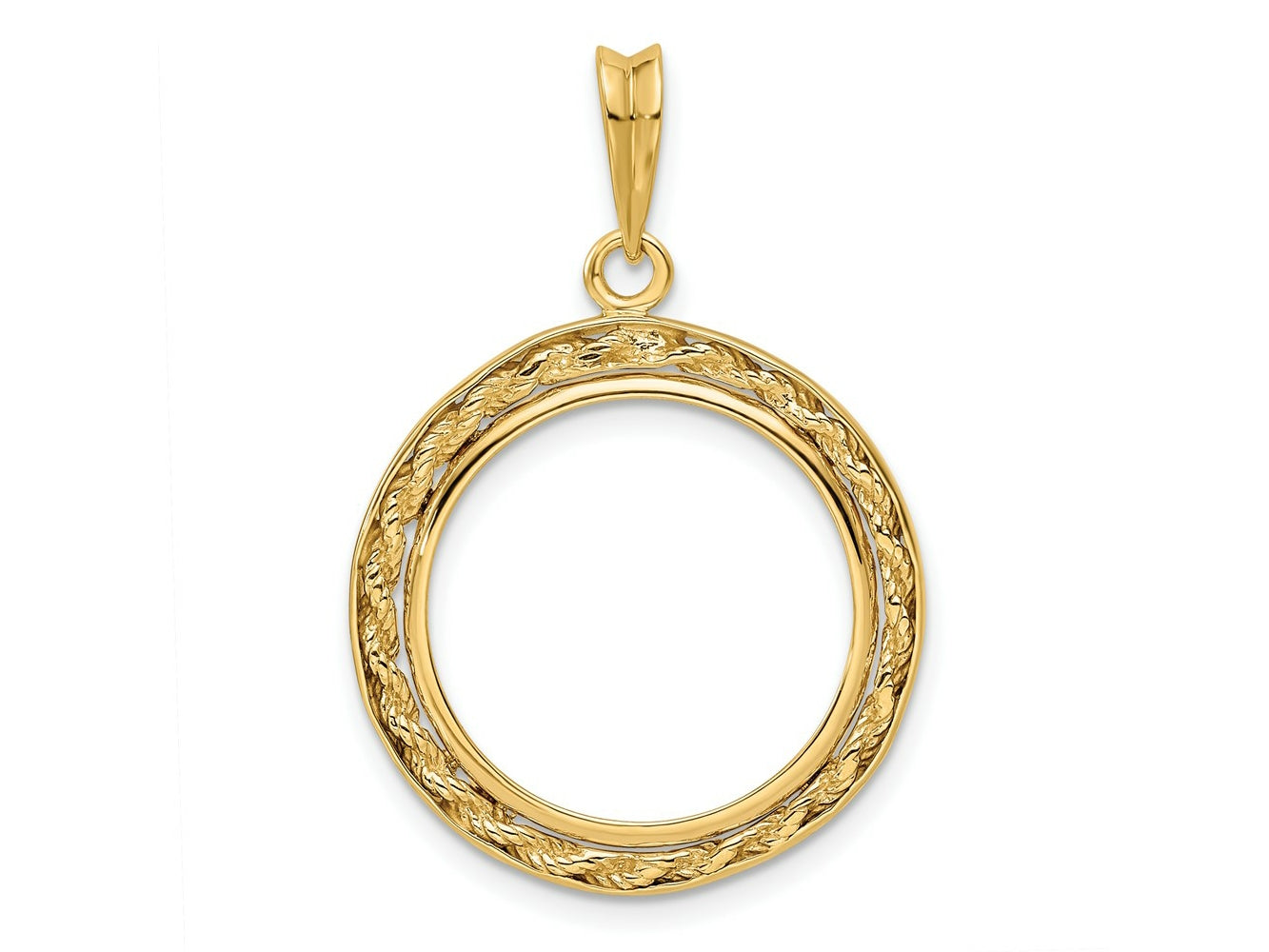 FJC Finejewelers 14 kt Yellow Gold Casted Rope with Bright Edge 17.8mm Prong Coin Bezel Pendant