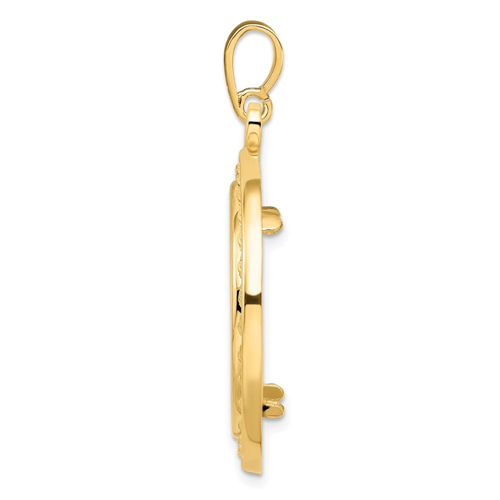 FJC Finejewelers 14 kt Yellow Gold Casted Rope with Bright Edge 22.0mm Prong Coin Bezel Pendant