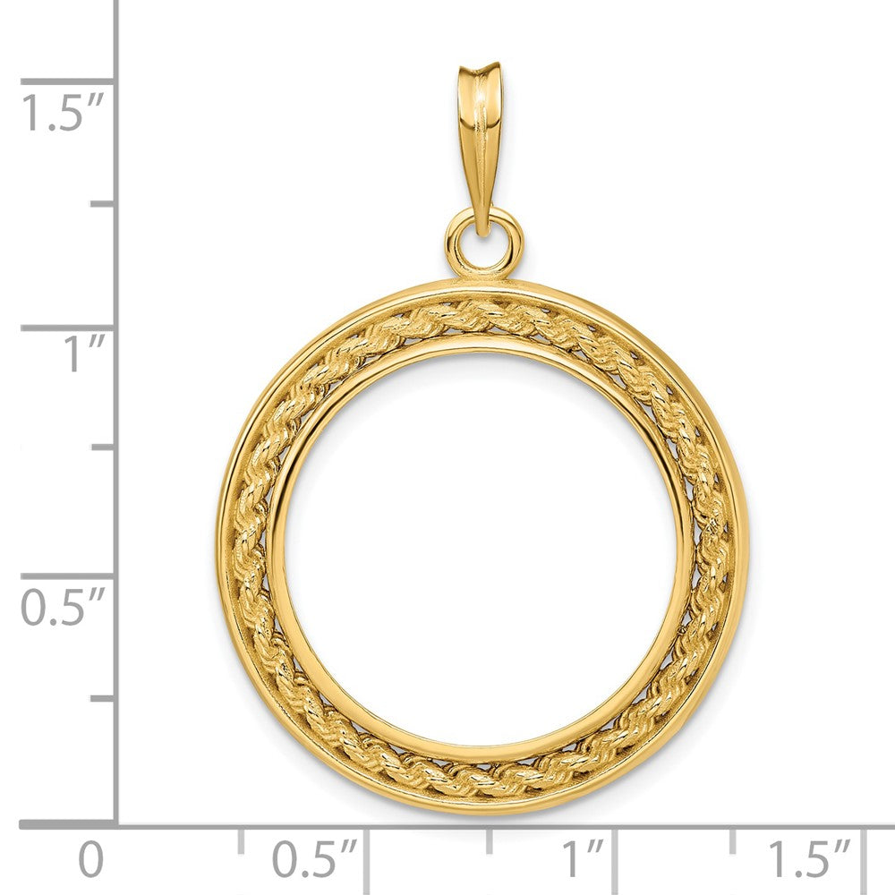 FJC Finejewelers 14 kt Yellow Gold Casted Rope with Bright Edge 22.0mm Prong Coin Bezel Pendant