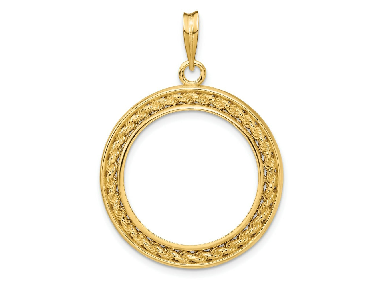 FJC Finejewelers 14 kt Yellow Gold Casted Rope with Bright Edge 22.0mm Prong Coin Bezel Pendant