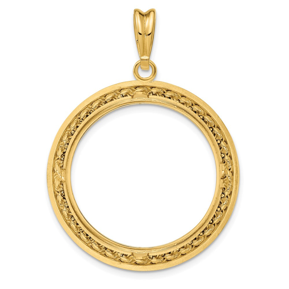 FJC Finejewelers 14 kt Yellow Gold Casted Rope with Bright Edge 27.0mm Prong Coin Bezel Pendant