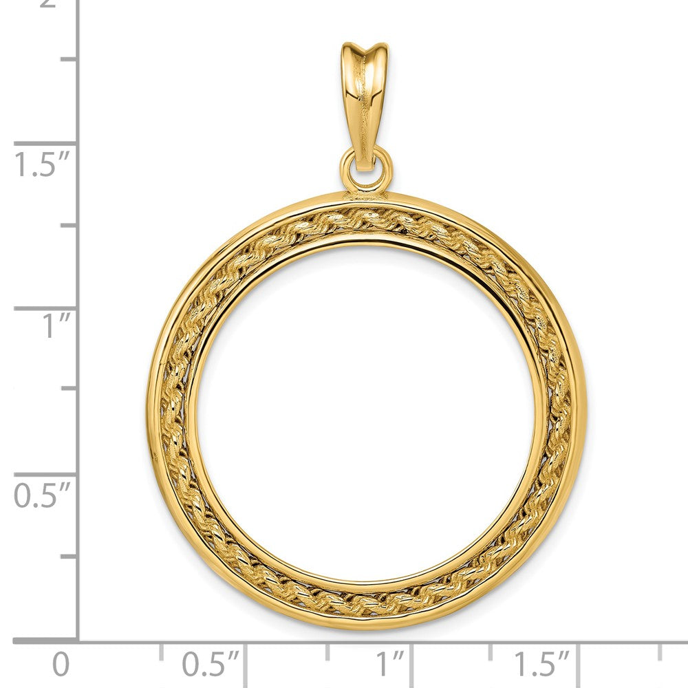 FJC Finejewelers 14 kt Yellow Gold Casted Rope with Bright Edge 27.0mm Prong Coin Bezel Pendant