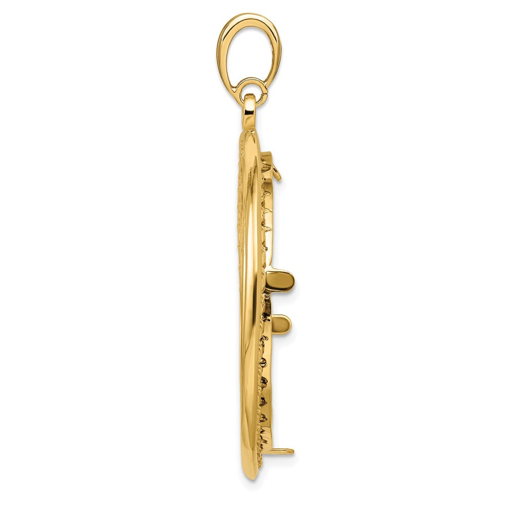 FJC Finejewelers 14 kt Yellow Gold Casted Rope with Bright Edge 32.7mm Prong Coin Bezel Pendant