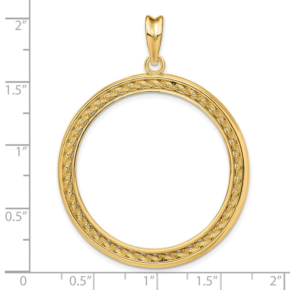 FJC Finejewelers 14 kt Yellow Gold Casted Rope with Bright Edge 32.7mm Prong Coin Bezel Pendant
