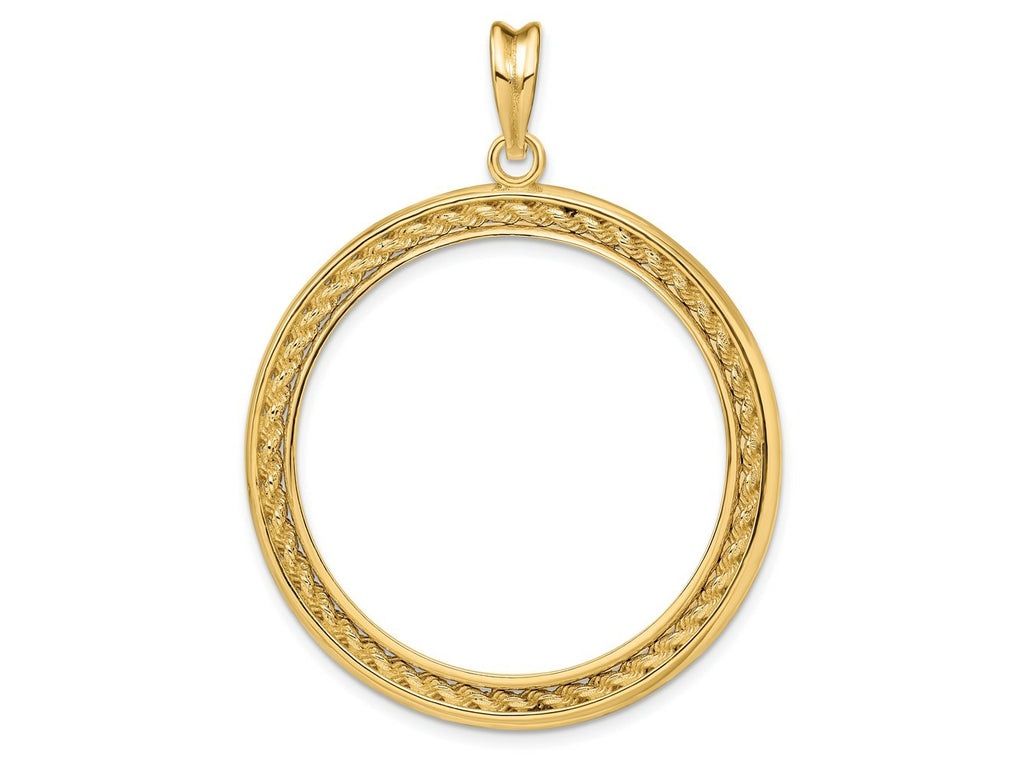 FJC Finejewelers 14 kt Yellow Gold Casted Rope with Bright Edge 32.7mm Prong Coin Bezel Pendant