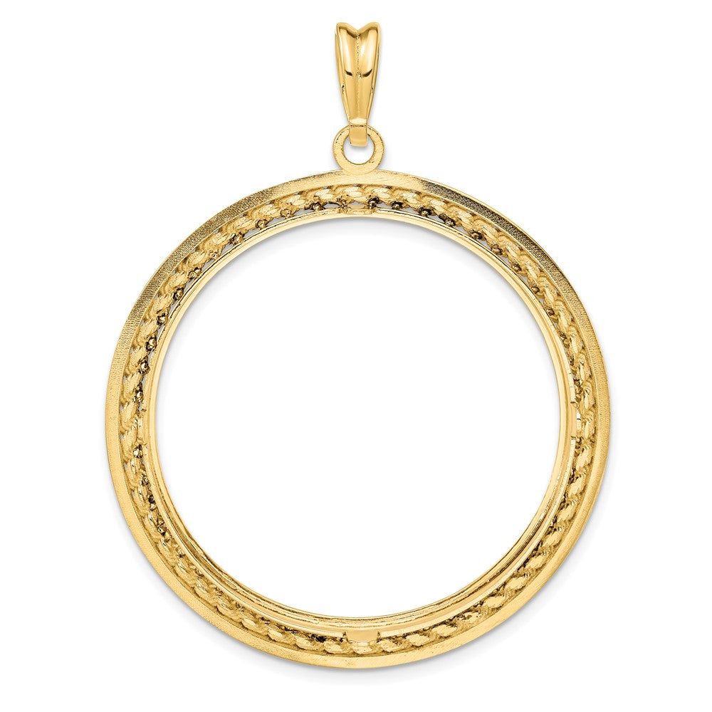 FJC Finejewelers 14 kt Yellow Gold Casted Rope with Bright Edge 34.2mm Prong Coin Bezel Pendant