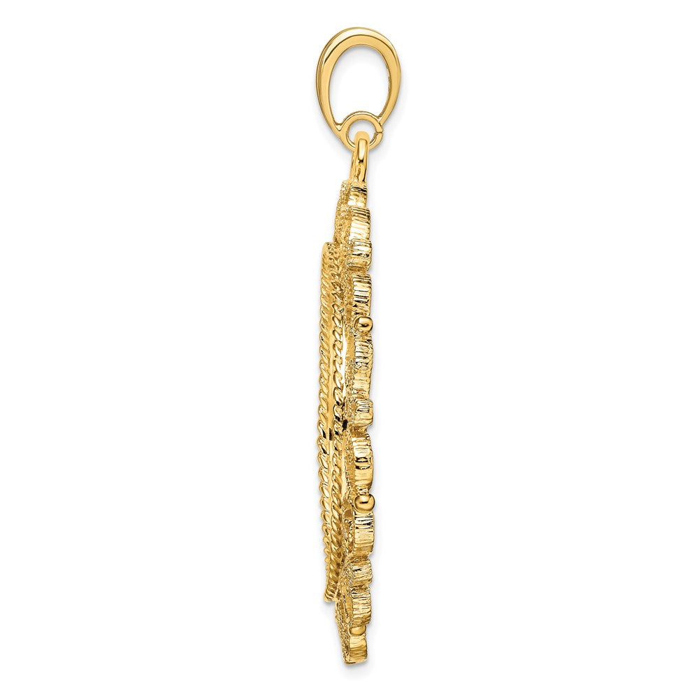 FJC Finejewelers 14 kt Yellow Gold and Textured Victorian 27.0mm Prong Coin Bezel Pendant