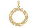 FJC Finejewelers 14 kt Yellow Gold and Textured Victorian 27.0mm Prong Coin Bezel Pendant