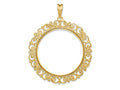 FJC Finejewelers 14 kt Yellow Gold and Textured Victorian 34.2mm Prong Coin Bezel Pendant