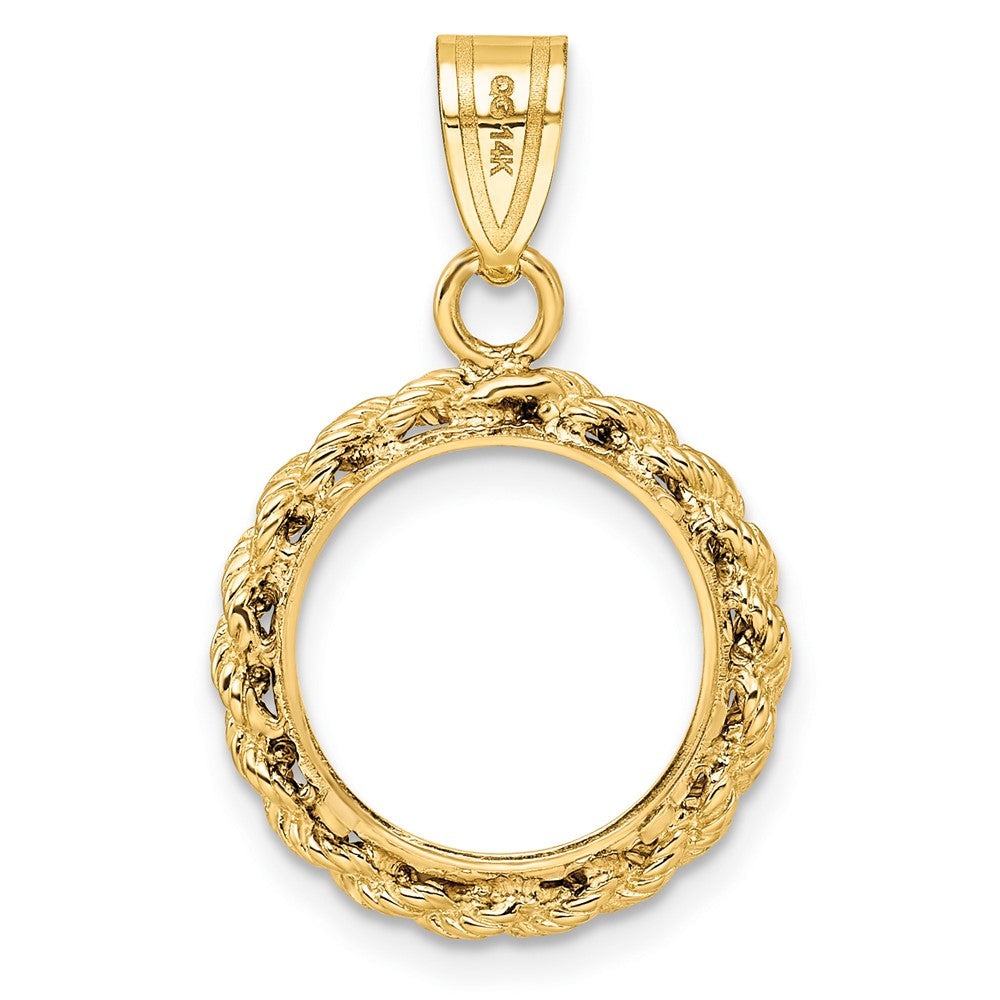 FJC Finejewelers 14 kt Yellow Gold Polished Rope 13.0mm Prong Coin Bezel Pendant
