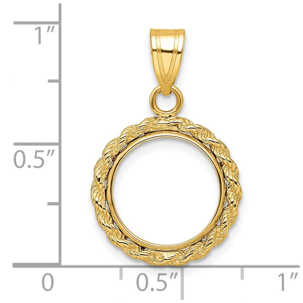 FJC Finejewelers 14 kt Yellow Gold Polished Rope 13.0mm Prong Coin Bezel Pendant