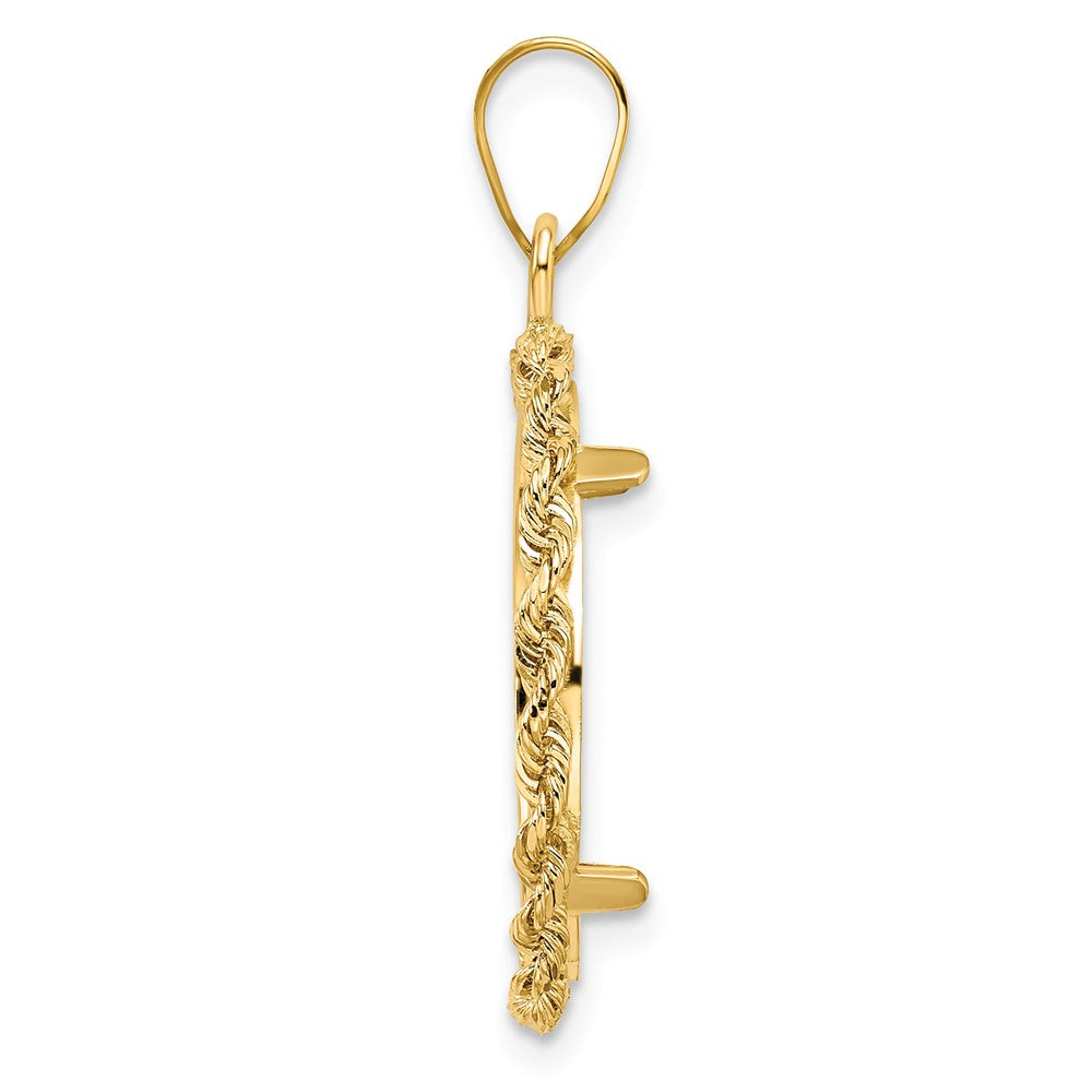 FJC Finejewelers 14 kt Yellow Gold Polished Rope 17.8mm Prong Coin Bezel Pendant