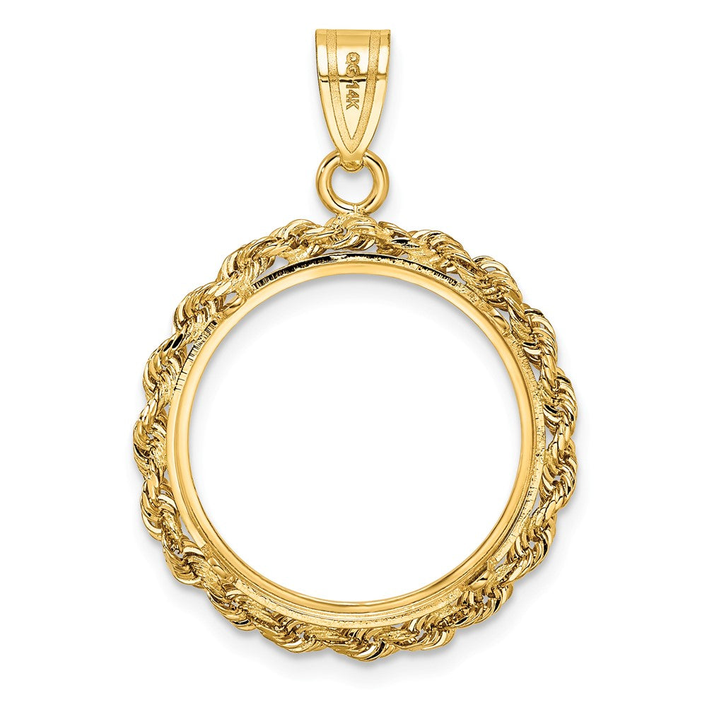 FJC Finejewelers 14 kt Yellow Gold Polished Rope 17.8mm Prong Coin Bezel Pendant